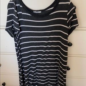 Grey and white striped T-Shirt Dress